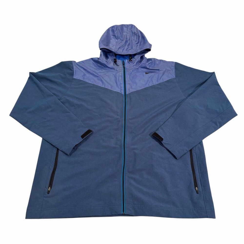Nike Pro Training Jacket Men's XXL 2XL Hooded‎ Zip Up Lightweight Athletic Blue - Picture 2 of 10